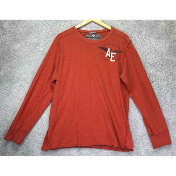 American Eagle Outfitters Other - Y2K American Eagle Outfitters Mens‎ XL Long Sleeve Shirt Orange Distressed